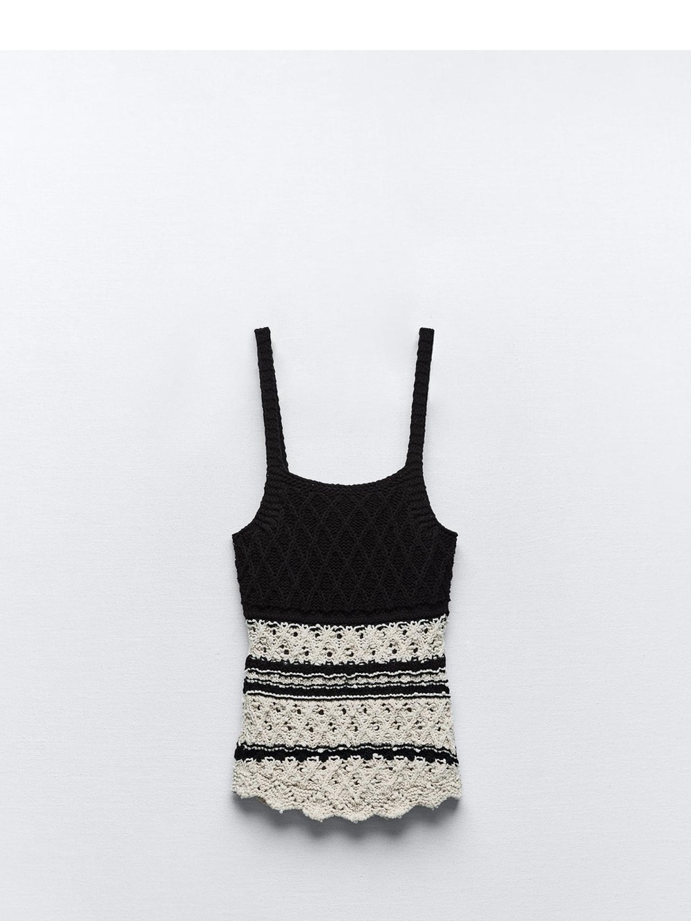 Zara Black and Cream Crochet Tank Top